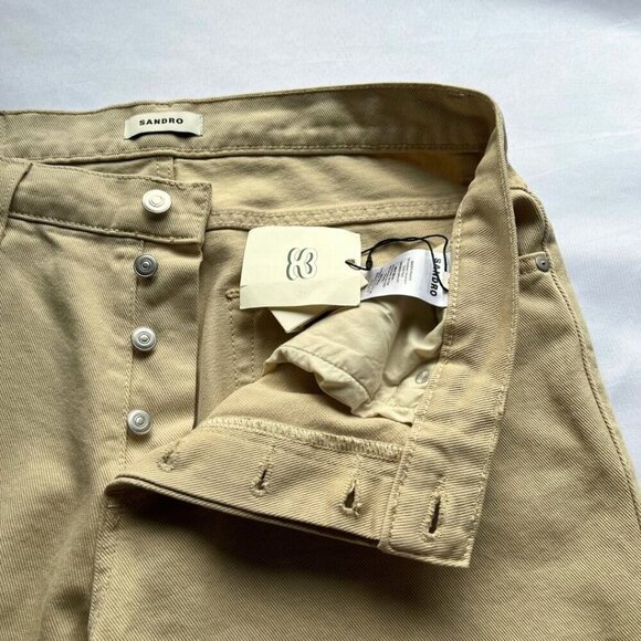 NWT SANDRO BEIGE STRAIGHT LEG JEANS - 32 - Picture 8 of 13
